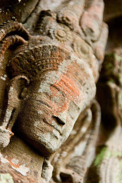 Smiling faces in the Temple of Bayon, Cambodia stock photo