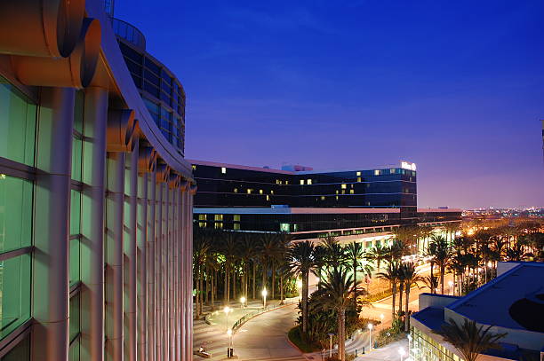 Anaheim twilight view of office buildings in Anaheim,CA during twilight. anaheim california stock pictures, royalty-free photos & images