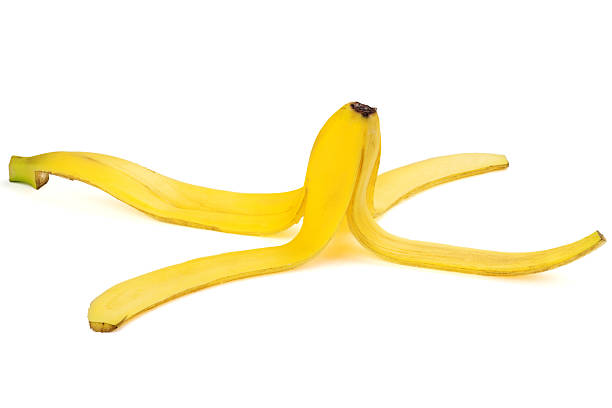 istock Ripe banana peel isolated on white 124664730