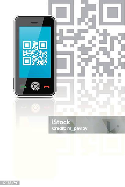 Qr Code With Phone Stock Illustration - Download Image Now - Advertisement, Bar Code, Bar Code Reader