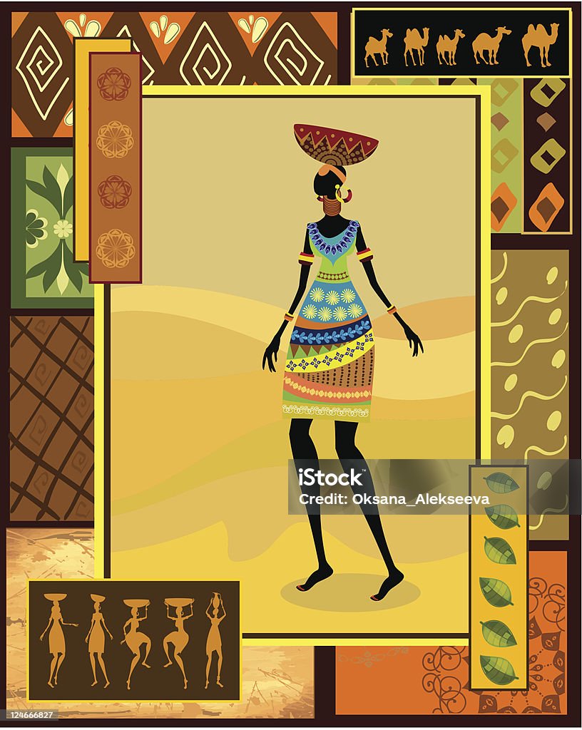 Африканский Девушка одет в декоративной - Векторная графика Зулус роялти-фри
