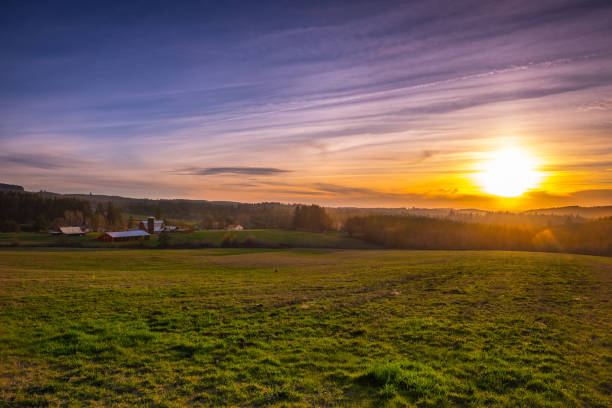 istock Sunset Over An Old Rural Dairy Farm 1246669452