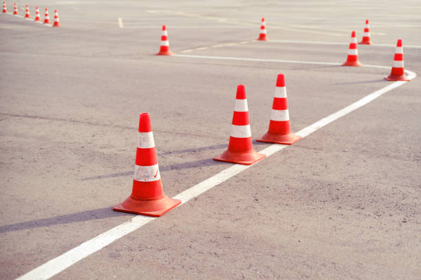 istock Playground with cones in the school of driving and parallel Parking training 1246689953