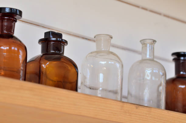 istock Old antique bottles for medicine purpose from first world war. 1246691169