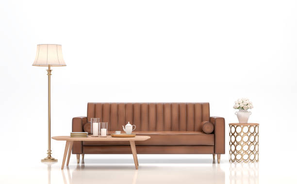 istock Vintage brown leather sofa on white background 3d render 1246710919