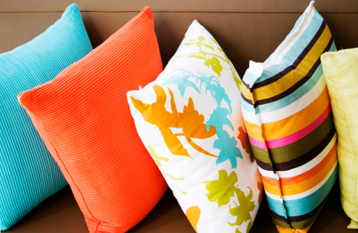 Colorful cushions on a couch