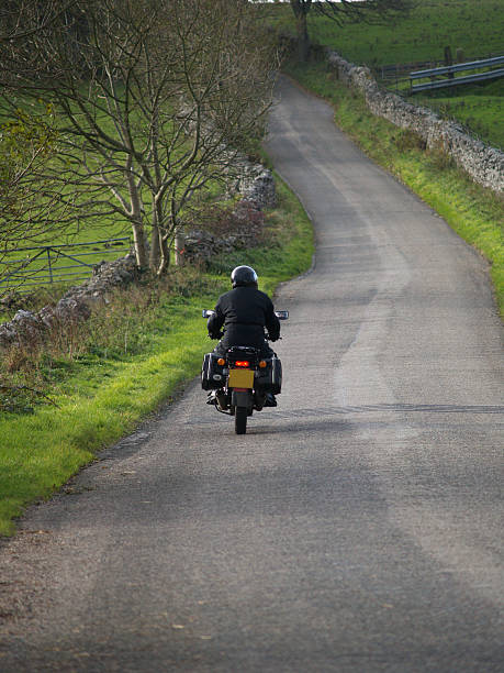 Editorial Gospel Pass, UK - May 17, 2025 Motorbike riders on the highest pass in Wales, Gospel Pass, located in the Black Mountains of South Wales