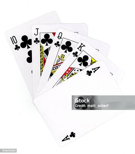 Royal Flush Clubs Stock Photo - Download Image Now - Ace, Ace Of Clubs, Clubs - Playing Card