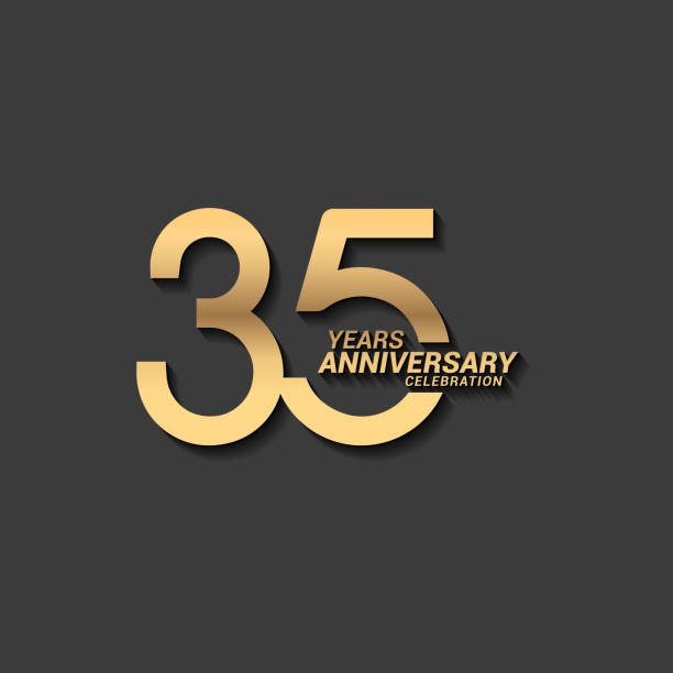 35 Years anniversary design stock illustration. Golden anniversary celebration emblem design for company profile, booklet, leaflet, magazine, brochure poster, web, invitation or greeting card 35 Years anniversary design stock illustration. Golden anniversary celebration emblem design for company profile, booklet, leaflet, magazine, brochure poster, web, invitation or greeting card number 35 stock illustrations