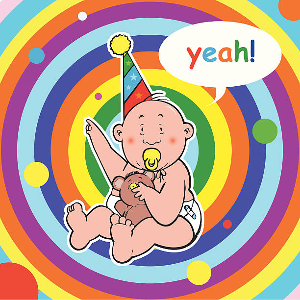 illustrations, cliparts, dessins animés et icônes de baby_times - invitation announcement message diaper little boys