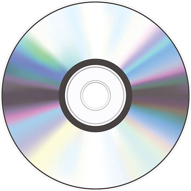 a shiny silver cd with a hole in the middle - dvd stock illustrations