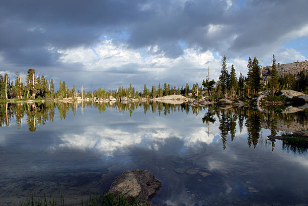 Sierra Nevada Lake Reflection  stanislaus national forest stock pictures, royalty-free photos & images
