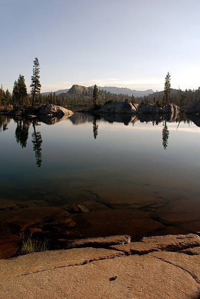 Sierra Nevada Lake Reflection  stanislaus national forest stock pictures, royalty-free photos & images