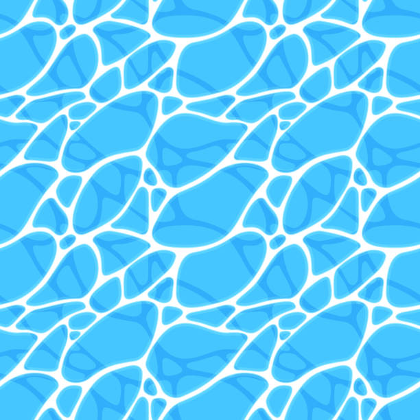 ilustrações de stock, clip art, desenhos animados e ícones de water surface seamless pattern background - water surface illustrations