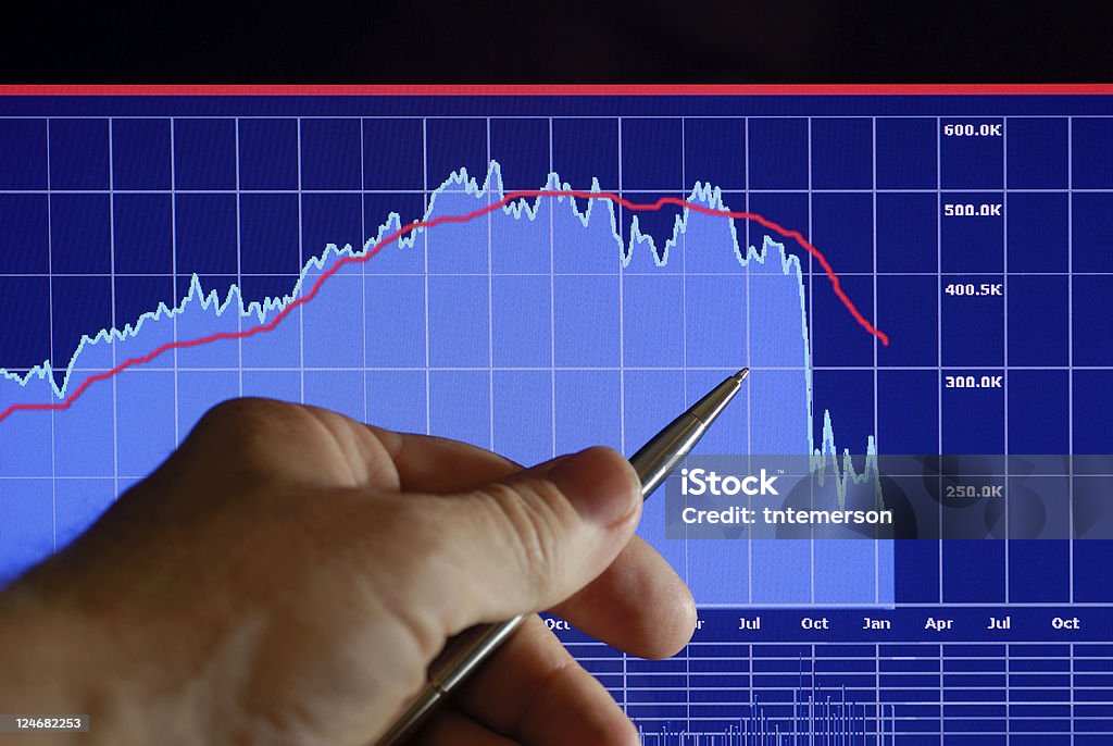 Marchés en bas: Analyse financière tableau - Photo de Cotation boursière libre de droits