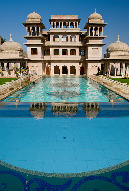 istock Swimming pool in hotel courtyard, India 124682614