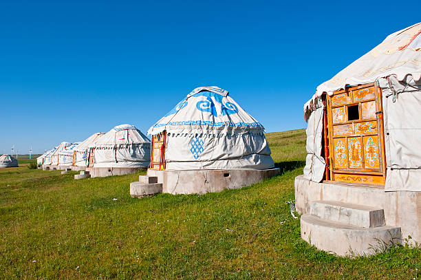 istock Mongolian tents under clear blue sky 124684332