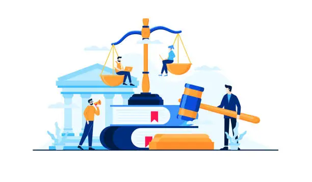 Vector illustration of law and justice knowledge vector illustration concept flat design