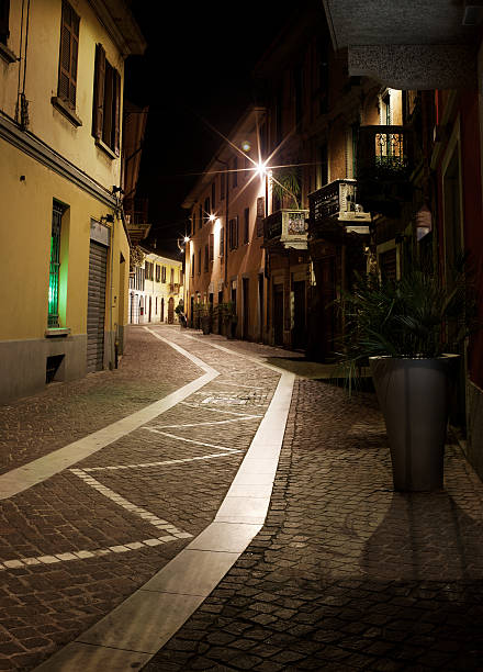 istock Alley in Suburbs. Night. Color Image 124685387