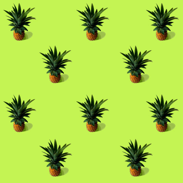 istock pineapple pattern on a green background, background, screen saver on the phone, drawing Print 1246867211