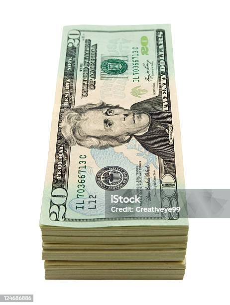 Foto de Pilha De Vinte Dólares e mais fotos de stock de Nota de Vinte Dólares Americanos - Nota de Vinte Dólares Americanos, Pilha - Arranjo, Comércio - Consumismo