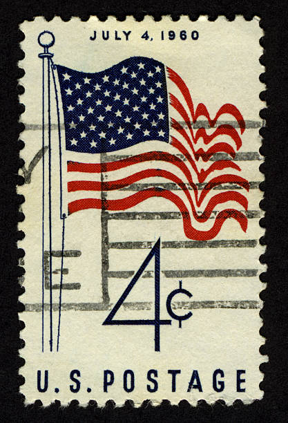istock Vintage US flag stamp 124687186