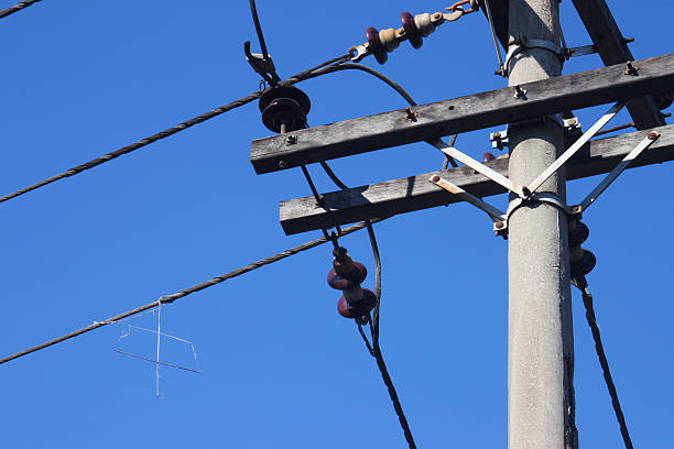 istock Danger - a pipe suspended on an electricity line 124689388