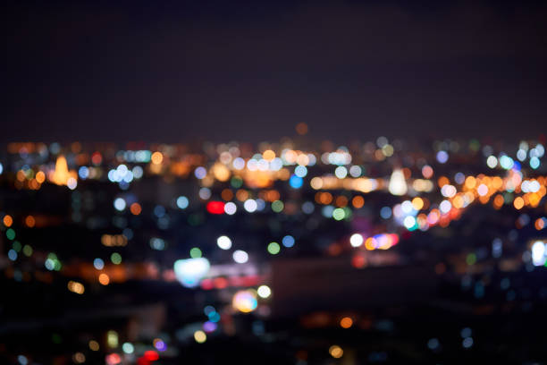 istock abstract light colorful bokeh background with cityscape scene night 1246904867