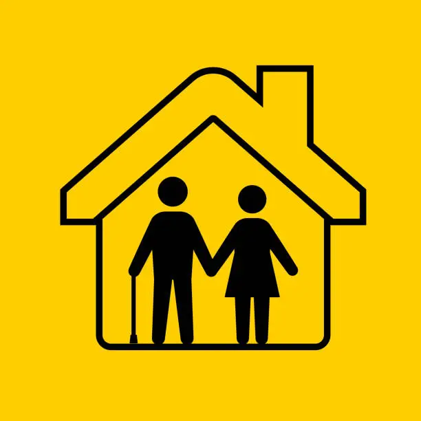 Vector illustration of Family Under a House Roof Icon