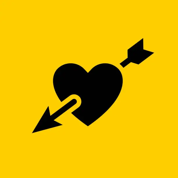 Vector illustration of Heart Pierced with an Arrow Love Icon