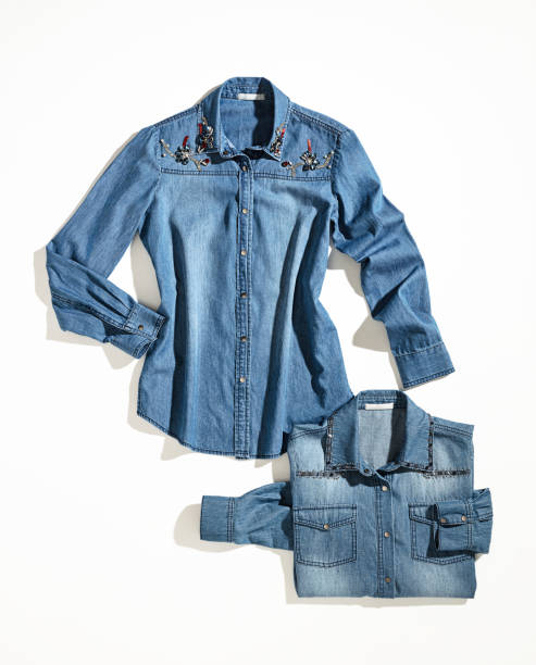 istock Denim shirts isolated on white background 1246909306