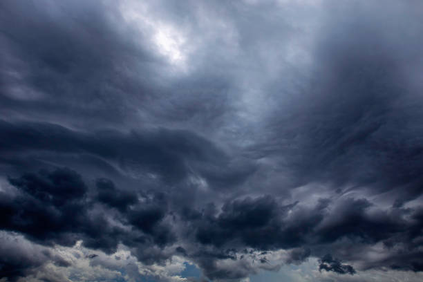 istock Gray skies and clouds that form in various forms on rainy days. 1246909312