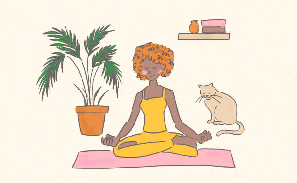 Home yoga vector illustration vector illustration meditation room stock illustrations