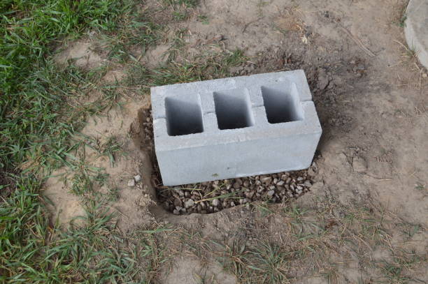 istock Construction and installation of a base of cinder the blocks 1246914369