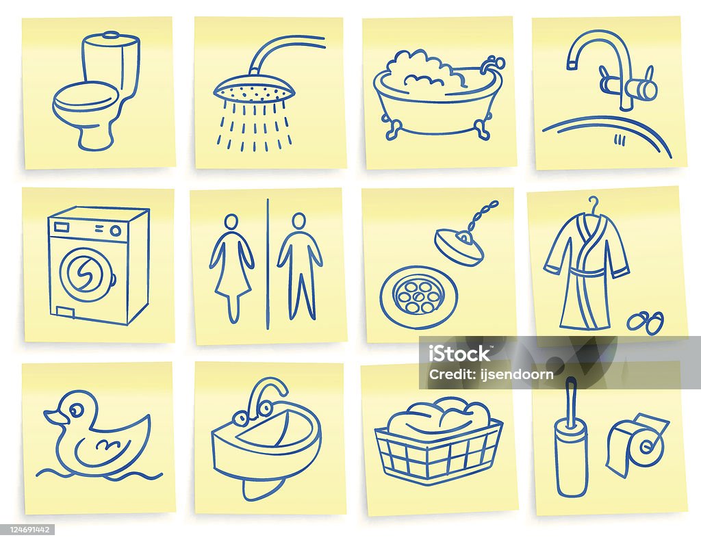 "Post-it" bathroom icons http://www.drawperfect.com/istock/file_notes.jpg Drawing - Art Product stock vector