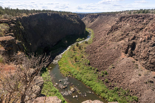 曲がった川の砂漠の峡谷、上からの眺め - crooked river ストックフォトと画像