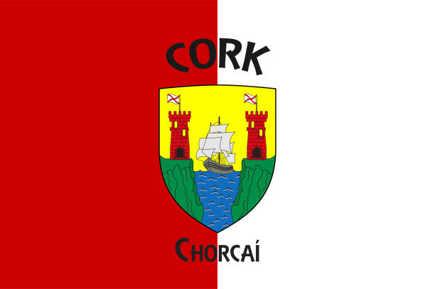 flaga hrabstwa cork w munster irlandii - munster province illustrations stock illustrations