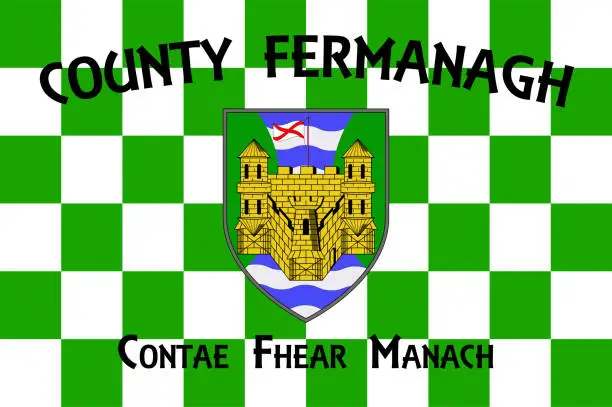 Vector illustration of Flag of County Fermanagh in Ulster of Ireland