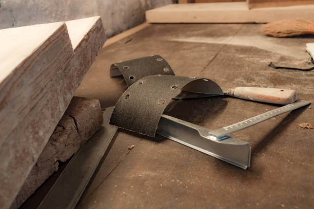 istock Various carpenter's tools on a wooden table ready for repair. 1246919526