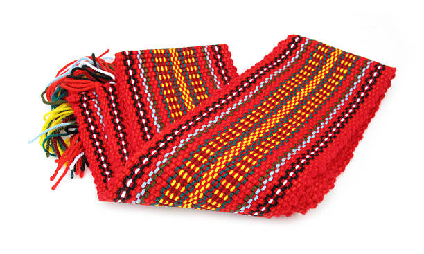 Colorful folk costume belt called tkanica stock photo