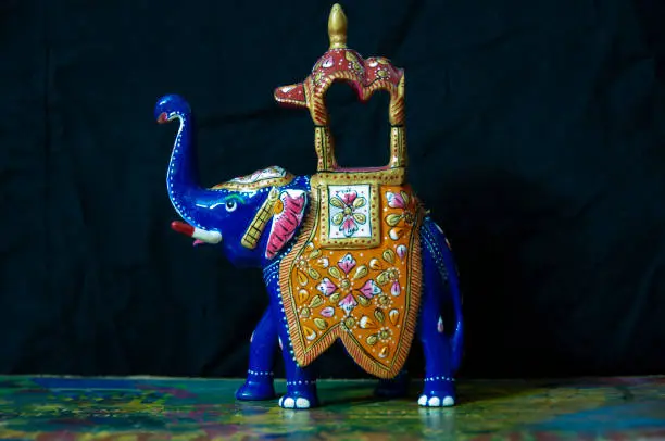 Rajasthani Handicrafts Hand made heavy work Ambabari Elephant Sawari of King Lucky Charm multi color with clean finish