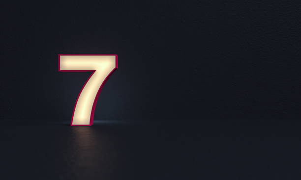 istock Number 7 - frosted glass - dark background - 3d rendering 1246930220
