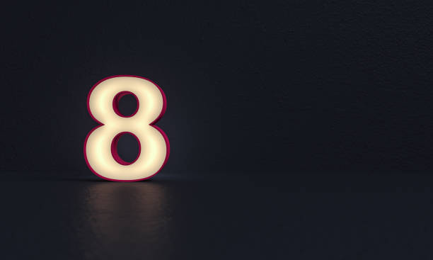 istock Number 8 - frosted glass - dark background - 3d rendering 1246930221