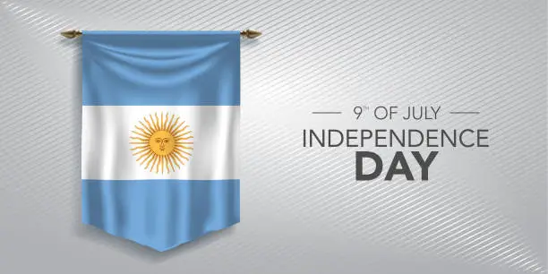 Vector illustration of Argentina independence day greeting card, banner, vector illustration