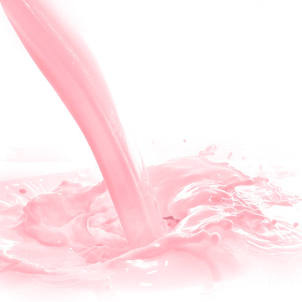 istock Strawberry milk splash on white background 124693512