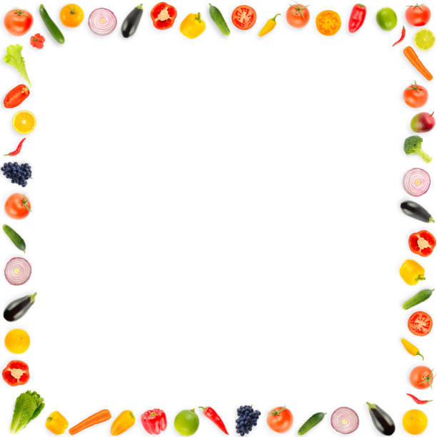 istock Square frame ripe fresh vegetables and fruits 1246935778