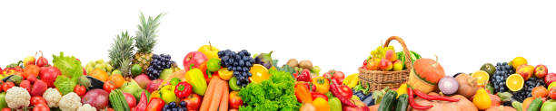istock Wide panoramic photo fruits, vegetables, berries 1246935797