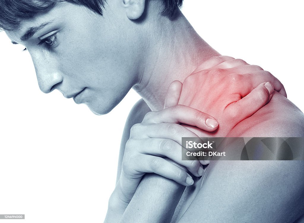 Dolore acuto in un collo presso le giovani donne. - Foto stock royalty-free di A petto nudo