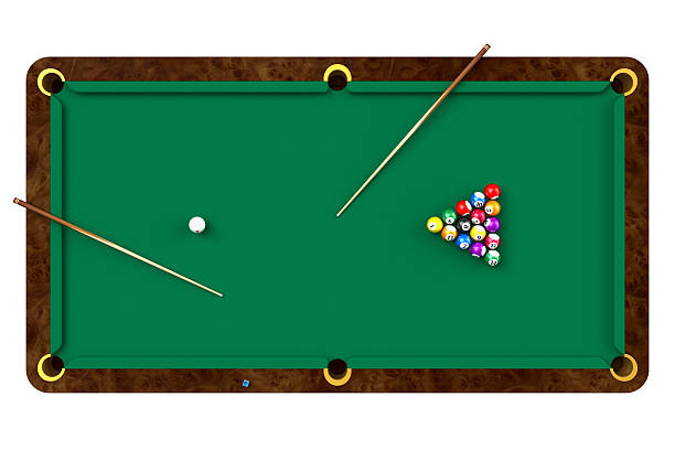 istock Billiard table with balls and cues 124694190