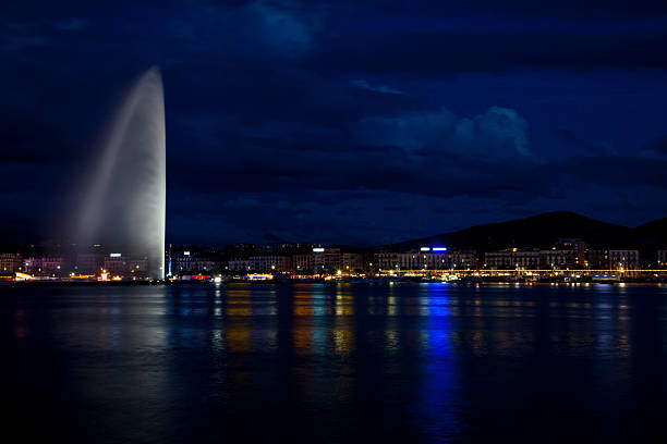 istock Geneva skyline in a summer night 124694418